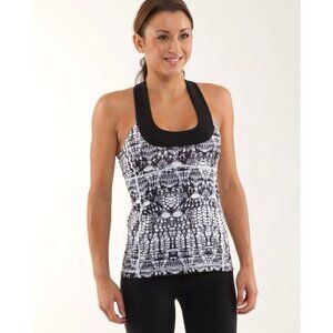 LULULEMON Athletica Scoop Neck Black & White Glacier Lace Tank Top No Size Tag 4